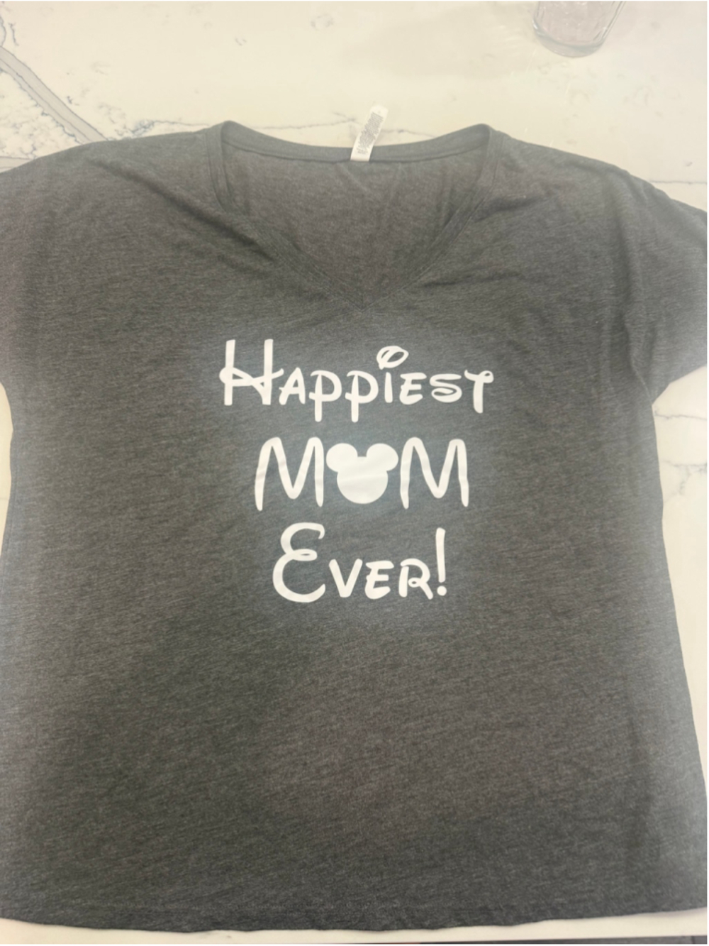 Women's Bella+Canvas Happiest Mom Ever Graphic Tee, Size M, Grey/White